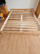 Doppelbett Kiefer Natur 180x200 mit neuwertigen Matratzen und Rollrost 