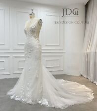 Top Qualität Spitze Brautkleid Hochzeitskleid Mermaid 32-60 lange Schleppe