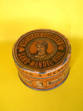 Uralte Blechdose LEIPZIG Apotheker Schürer`s SAND- MANDEL- KLEIE Depot C. Derndt