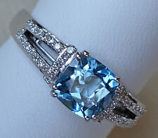 Neu Diamant Ring aus 9kt 375 Gold Ring mit Brillant Blau Topas Diamanten ♦️ 8922
