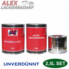 2,5 L SET Autolack für VW R902 GRAUWEISS UNVERDÜNNT + Verdünnung + Härter T4 Bus