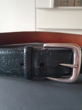 FAUSTO COLATO Alligator Gürtel Farbe Schwarzblau, Gr. 85 cm