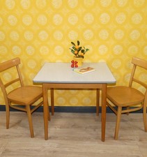 kleiner 50er Jahre Küchentisch Holz Resopal 60,5x75,5 H73 Tisch Küche vintage