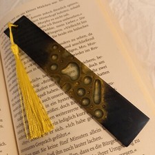 Handgemachtes Lesezeichen Blasentechnik aus EPOXIDHARZ, RESIN, Kunstharz - gold 
