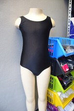 Schwarzes Lycra Uni Front Tank