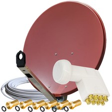 Sat Spiegel Alu-Schüssel 65-70 Spiegel mit Octo LND bis zu 8 Teilnehmer Rot, TOP