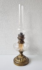 Schöne, antike Petroleumlampe - Messing Standfuß - klares Bassin um 1890/1900