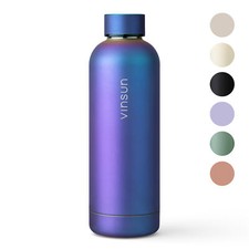Trinkflasche Edelstahl 500ml Thermoflasche isoliert Sport blau lila Vinsun