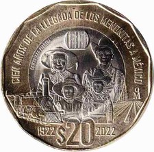 Mexiko 20 Pesos 2022 "100th Anniversary of the Arrival of the Mennonites in Mexi