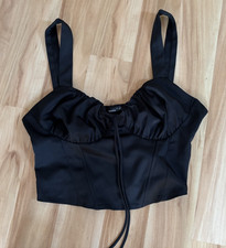 BERSCHKA* Satin-Top*Corsagen-Top* L*schwarz*wNEU*Topstyle*Crop+ hinten gesmokt