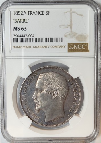 France francs 1852 ngc - francs, 1852.