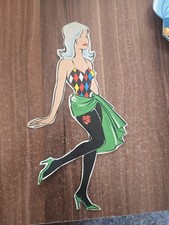 Werbe Pappfigur/Frau Im Schicken Fasching Kostüm/1960er/26×8cm/Original 