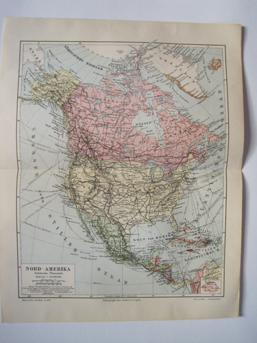 Antike landkarte nord - , nord-amerika