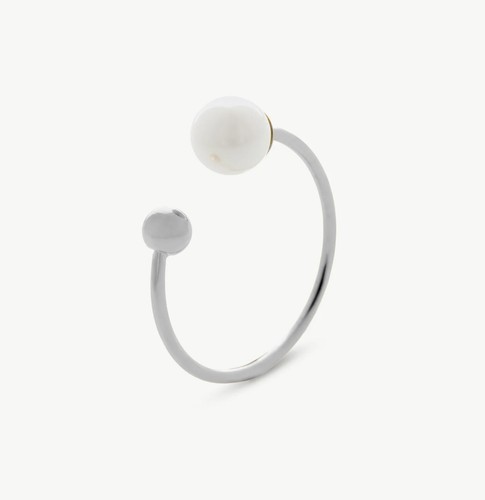 Anillo majorica acero - acero, con