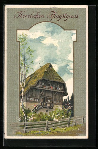 Ansichtskarte reetdachhaus - ansichtskarte, zu
