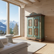 Voglauer blau 1800 Schrank Bauernschrank Bauernmöbel Landhausmöbel Holzmöbel