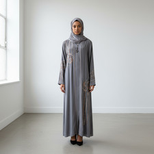 Luxus Abaya Grau–Elegante
