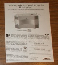 Seltene Werbung vintage BOSE ACOUSTIC WAVE MUSIC SYSTEM Stereo Anlage 1996