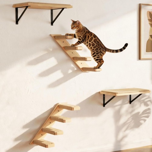 Katzen kletterwand set holz - set,