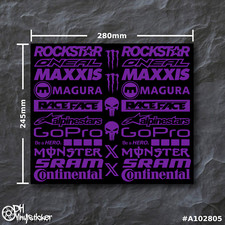 Sponsoren Stickersatz Lila | Aufkleber Set Fahrrad eBike BMX eMTB Helm