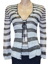 MARC CAIN Twinset Top Jacke grau gestreift Gr. 40