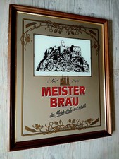 Bier Spiegel Werbung Brauerei MEISTER BRÄU HALLE Partykeller 64x52 gerahmt RAR