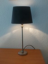 Retro Vintage Tischlampe Nachtlampe Tischleuchte Leder Schirm Silberfarben