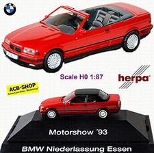 BMW 3er Cabrio rot + HardTop schwarz 325i E36/2C red + black 1993-99 1:87 Herpa