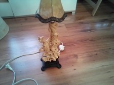 Vintage Tischlampe asiatischer Still Kunstharz Italien 1940er Elfenbein Optik