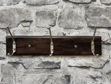 Hakenleiste Garderobe aus Holz mit Metallhaken braun Landhaus rustikal Shabby