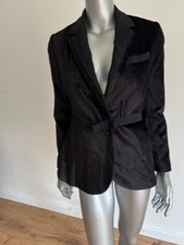 TED BAKER Sakko Damen Blazer TB 2 UK 10 schwarz Samt tailliert Schleife Gürtel NEU