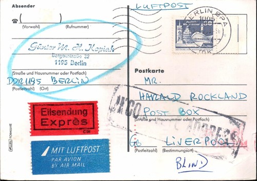 Ddr postkarte luftpost - postkarte,