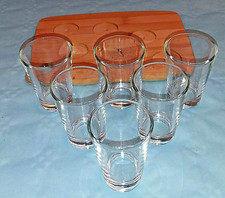 6 Schnapsgläser mit Tablett - Likörgläser Obstler Glas plus" Holztablett D 424