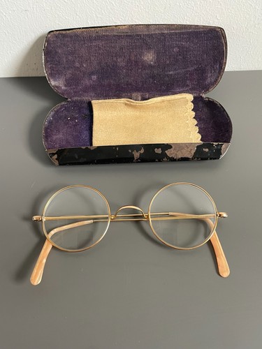 Antike runde brille - brille, etui