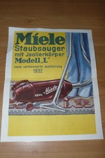 MIELE Prospektblatt 1932 Staubsauger Modell L antik Werbung art deco