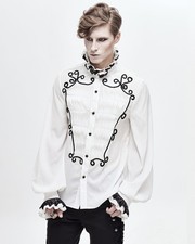 Devil Fashion Verendus Herren Gothic Hemd - Weiß