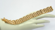 Breites Armband in 18 kt 18k 750 er Gelb Gold Waben-Design Länge 19,5 cm Armreif