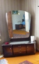 alte Spiegelkommode/ Frisierkommode, dunkles Holz, Baujahr ca. 1940