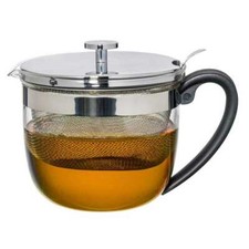 Teekanne Glasteekanne Rondo 1,2 L mit Teefilter Edelstahl