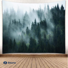 YISURE Wandteppich Wald Grün