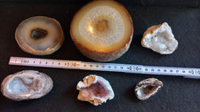 Konvolut 6 STÜCKE ACHAT GEODE AMETHYST QUARZ ACHAAT ANSCHLIFF SCHEIBE .