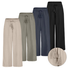 Damen Luftige Sommerhose Freizeit Weit geschnitten Stoffhose Musselin