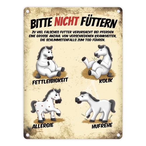 Metallschild mit weiße - , pferde