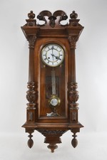 C25O60- Holz Wanduhr Regulator Zifferblatt und Pendel emailliert Ende 19.Jh