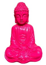 Dekofigur Gartenfigur Buddha Pink Steinfigur 28cm Geschenkidee