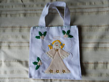 Handgefertigte Tasche aus Filzwolle Vlies mit Engel/ Weihnachtsgrün, gefüttert