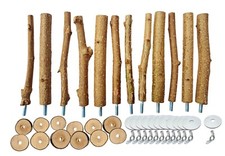 12 Vogel Sitzstangen Wellensittich Papagei Sitzstange Haselnuss Zubehör, ca 15cm