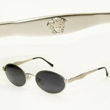 Gianni Versace 1996 Vintage silberne Medusa ovale Metallsonnenbrille MOD S09 COL 22M