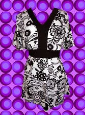 Sh45✪ 60er 70er Jahre Retro Panton Ära Shirt Hängerchen Blumen Hippie Gr 38