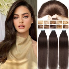 Tape In Extensions Echthaar Dick Russisch Remy Balayage Skin Weft 100G Schwarz